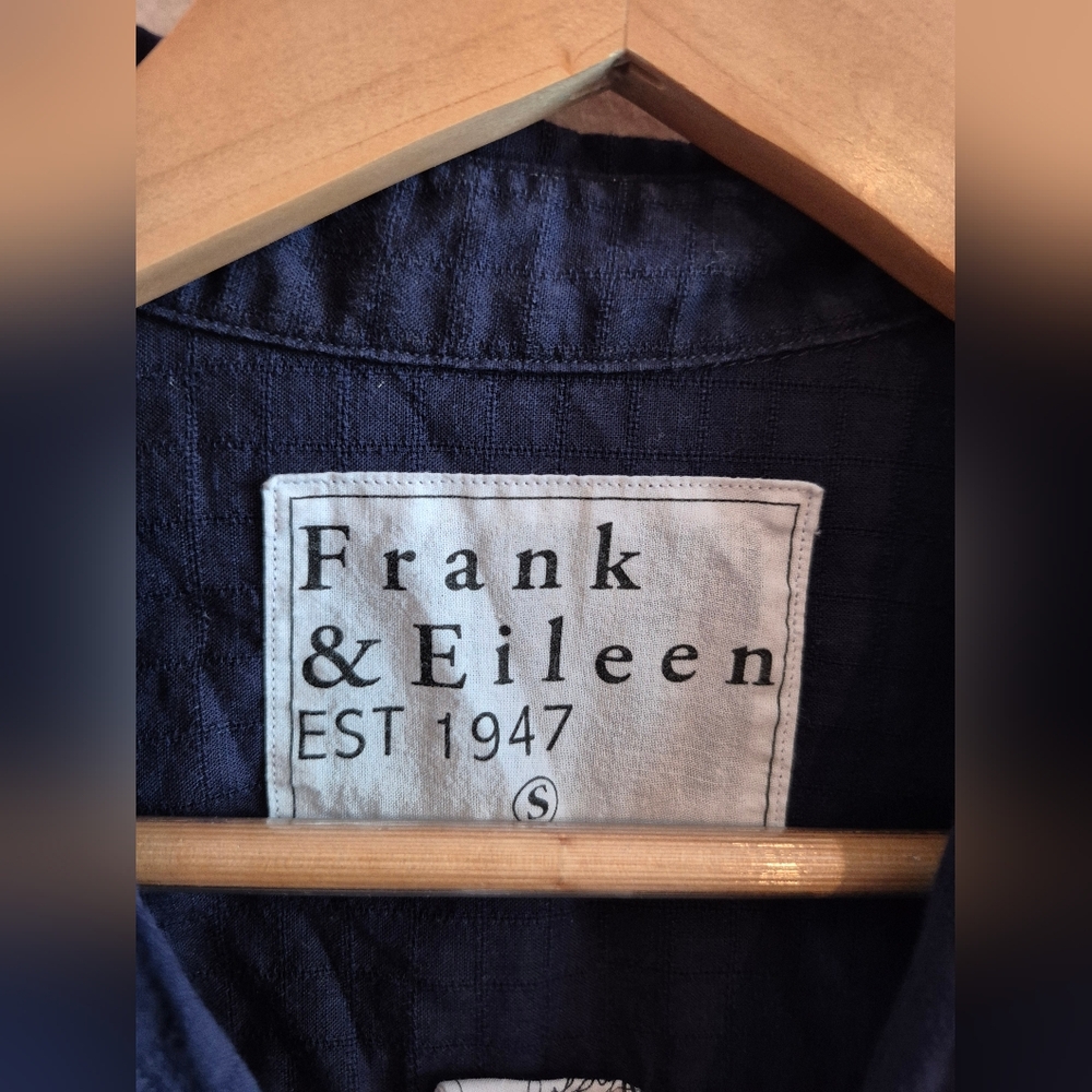 Frank And Eileen JOEDY Navy Textured Windowpane Italian Cotton Small - Picture 6 of 12